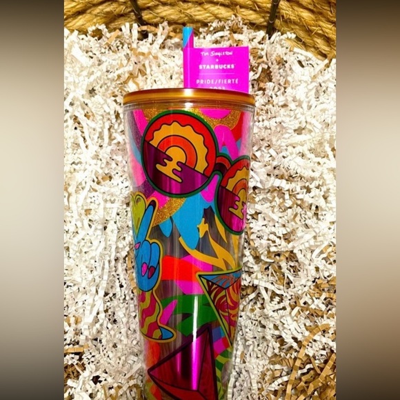 Starbucks Tim Singleton Pride Iridescent Rainbow Tumbler Hot Cold Cup 3pc Set - Picture 16 of 16